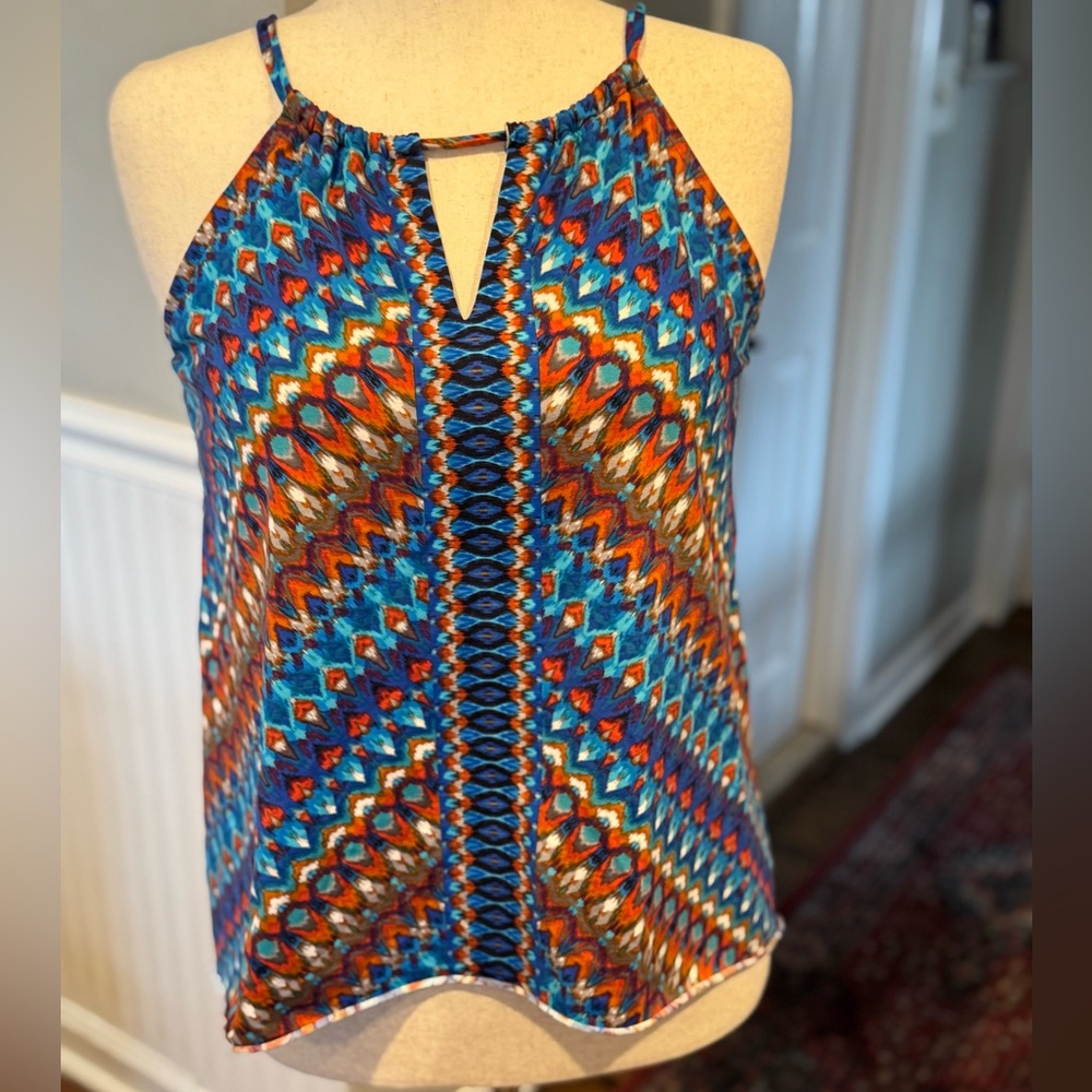 NWOT Miraclesuit Keyhole Tankini  Top in Blue Multi color